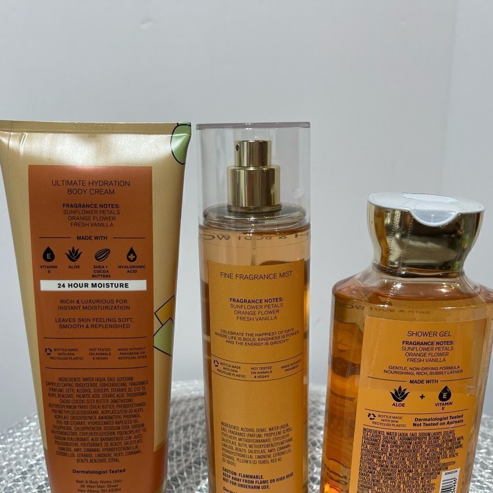 BBW Golden Sunflower Body cream, Fragrance Mist and Shower Gel set of 3 NWT - Picture 2 of 2